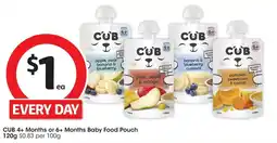Coles CUB Apple Pear Banana & Blueberry Baby Food Pouch 4+ Months offer
