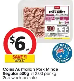 Coles Coles Regular Pork Mince offer