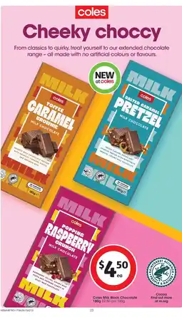 Coles Coles Milk Block Chocolate offer
