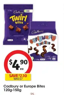 Coles Cadbury or Europe Bites offer