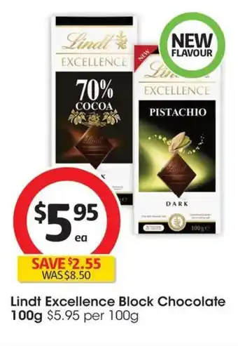 Coles Lindt Excellence Block Chocolate offer