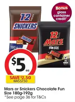 Coles Mars or Snickers Chocolate Fun Size offer