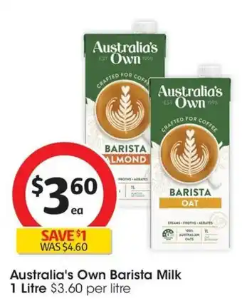 Coles Australia's Own Barista Milk offer