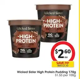 Coles Wicked Sister High Protein Pudding offer