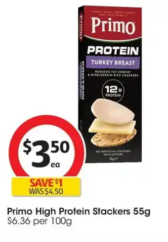Coles Primo High Protein Stackers offer