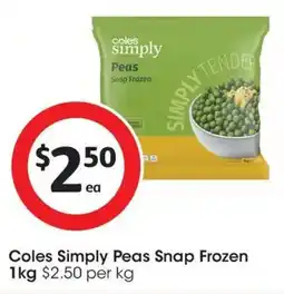 Coles Coles Simply Peas Snap Frozen offer
