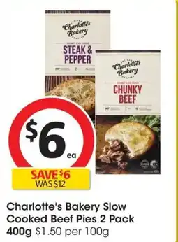 Coles Charlotte's Bakery Slow Cooked Beef Pies offer