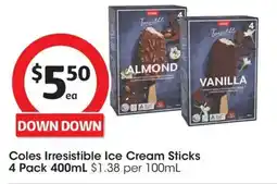 Coles Coles Irresistible Ice Cream Sticks offer