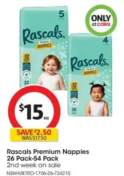Coles Rascals Premium Nappies offer