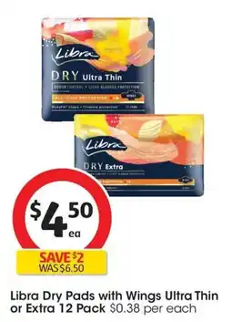 Coles Libra Dry Pads with Wings Ultra Thin or Extra offer