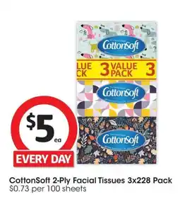 Coles CottonSoft 2-Ply Facial Tissues offer