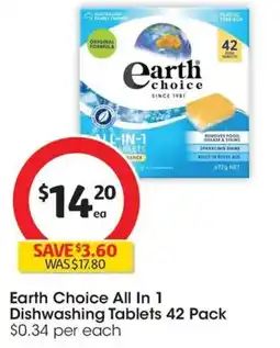 Coles Earth Choice All In 1 Dishwashing Tablets offer