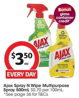Coles Ajax Spray N Wipe Multipurpose Spray offer