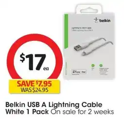 Coles Belkin USB A Lightning Cable White offer
