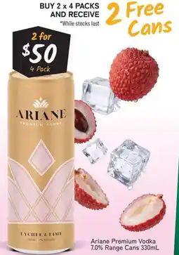 Cellarbrations Ariane Premium Vodka 7.0% Range Cans offer