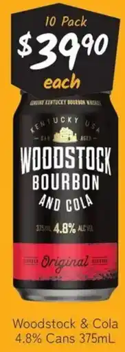 Cellarbrations Woodstock & Cola 4.8% Cans offer