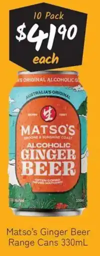 Cellarbrations Matso's Ginger Beer Range Cans offer