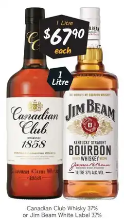 Cellarbrations Canadian Club Whisky 37% or Jim Beam White Label 37% offer