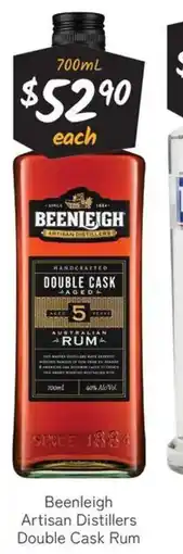 Cellarbrations Beenleigh Artisan Distillers Double Cask Rum offer