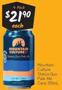 Cellarbrations Mountain Culture Status Quo Pale Ale Cans offer