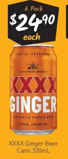 Cellarbrations XXXX Ginger Beer Cans offer