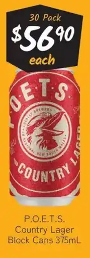 Cellarbrations P.O.E.T.S. Country Lager Block Cans offer