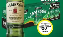 The Bottle O Jameson Irish Whiskey 6.3% Premix Range Cans offer