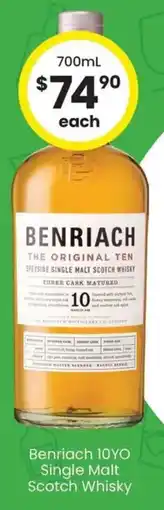 The Bottle O Benriach 10YO Single Malt Scotch Whisky offer