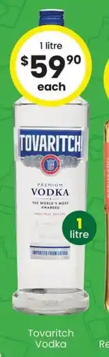 The Bottle O Tovaritch Vodka offer
