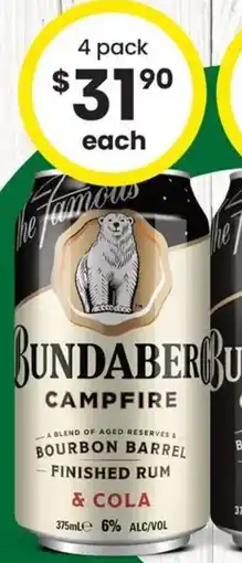 The Bottle O Bundaberg Campfire Rum & Cola 6% Cans offer