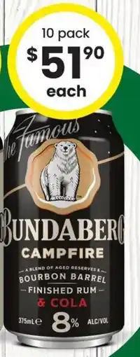 The Bottle O Bundaberg Campfire Rum & Cola 8% Cans offer