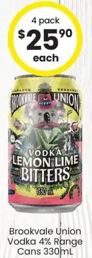 The Bottle O Brookvale Union Vodka 4% Range Cans offer