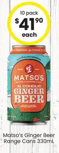 The Bottle O Matso's Ginger Beer Range Cans offer