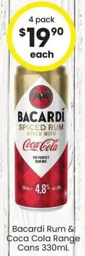 The Bottle O Bacardi Rum & Coca Cola Range Cans offer