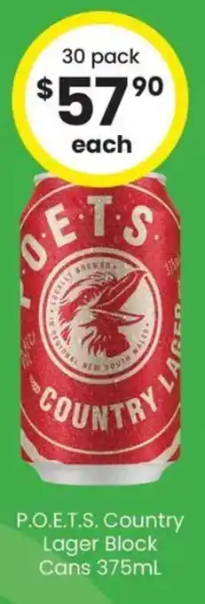 The Bottle O P.O.E.T.S. Country Lager Block Cans offer