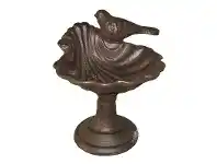LivingStyles Bird on Shell Cast Iron Bird Bath - Antique Rust offer