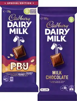 Coles Cadbury Dairy Milk Block Chocolate-190g offer