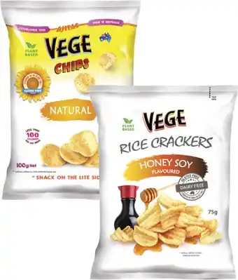 Coles Vege Chips 100g or Rice Crackers 75g offer
