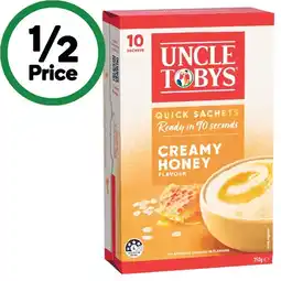 Woolworths Uncle Tobys Oat Sachets 280-350g Pk 8-10 or Overnight Oat Sachets 350g Pk 10 offer