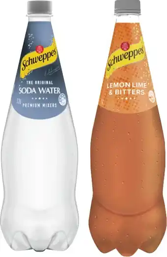 Coles Schweppes Mixers or Soft Drink 1.1 Litre offer