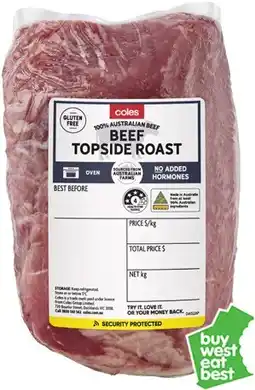 Coles Coles Australian No Added Hormones Beef Roast Topside offer