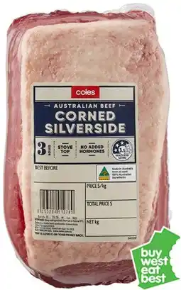 Coles Coles Australian No Added Hormones Beef Corned Silverside offer