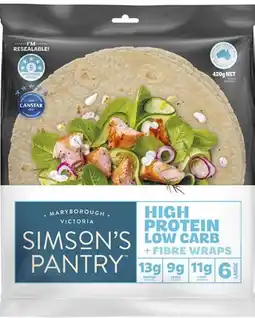Coles Simson's Pantry High Protein Low Carb Wraps 420g offer
