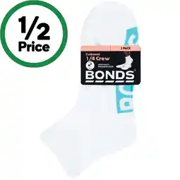 Woolworths Bonds Ladies’ Cushioned 1/4 Crew Socks – Assorted offer