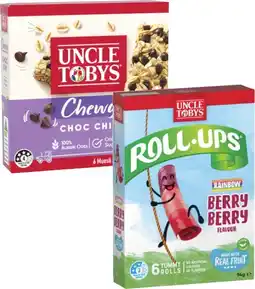 Coles Uncle Tobys Muesli Bars 145g-185g or Roll Ups 94g offer
