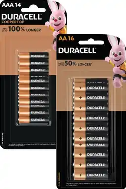 Coles Duracell Coppertop Batteries AA 16 Pack or AAA 14 Pack offer