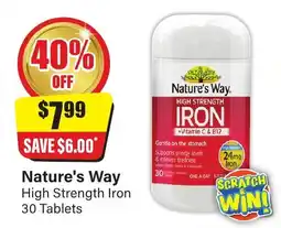 Chemist Discount Centre Nature's Way High Strength Iron 30 Tablets offer