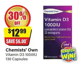 Chemist Discount Centre Chemists' Own Vitamin D3 1000IU offer
