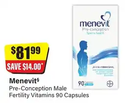 Chemist Discount Centre Menevits Pre-Conception Male Fertility Vitamins 90 Capsules offer