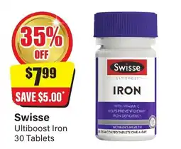 Chemist Discount Centre Swisse Ultiboost Iron 30 Tablets offer